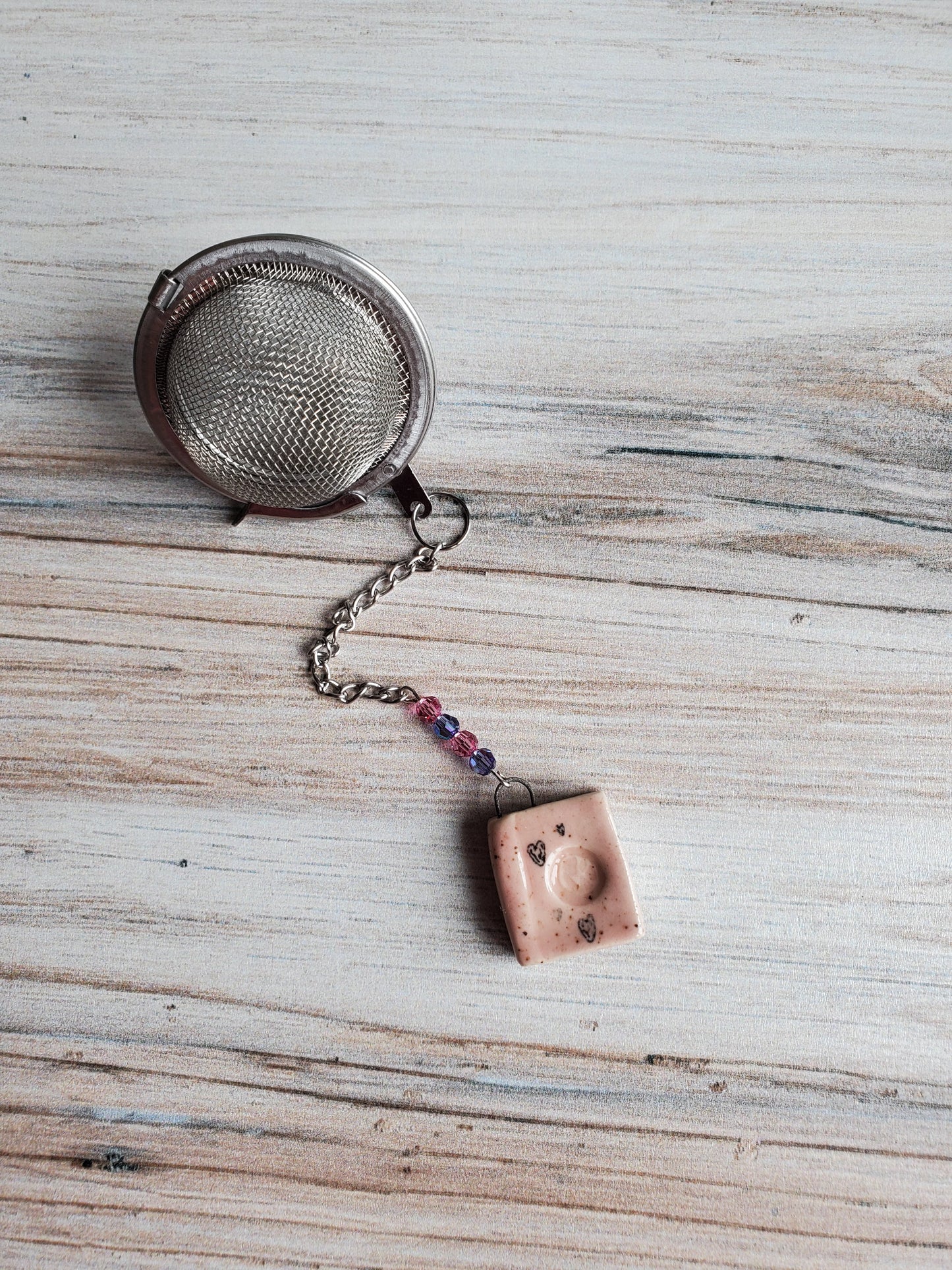 Tea Infuser- Book, Pink with Hearts