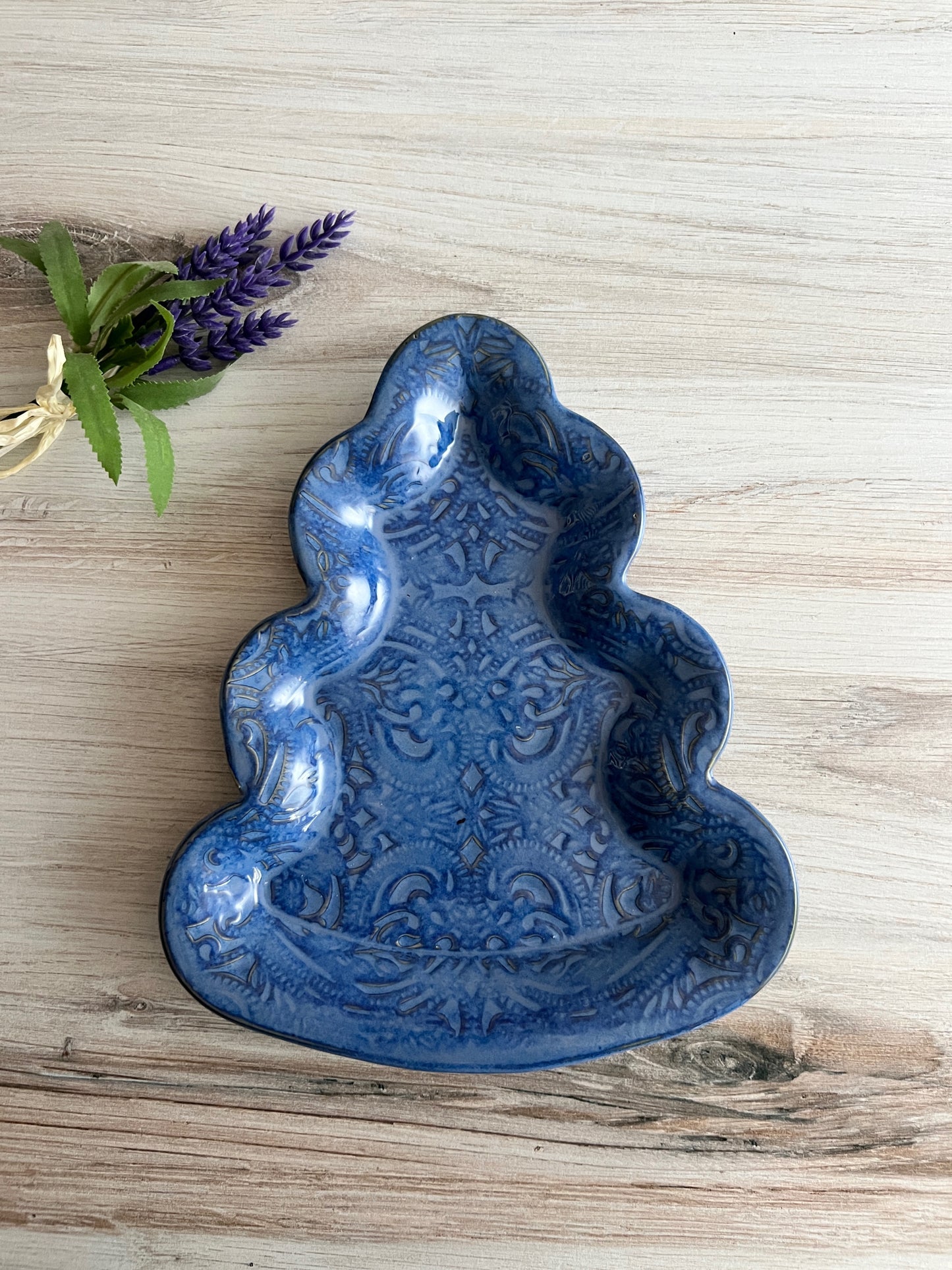 Blue Textured Tree Plate
