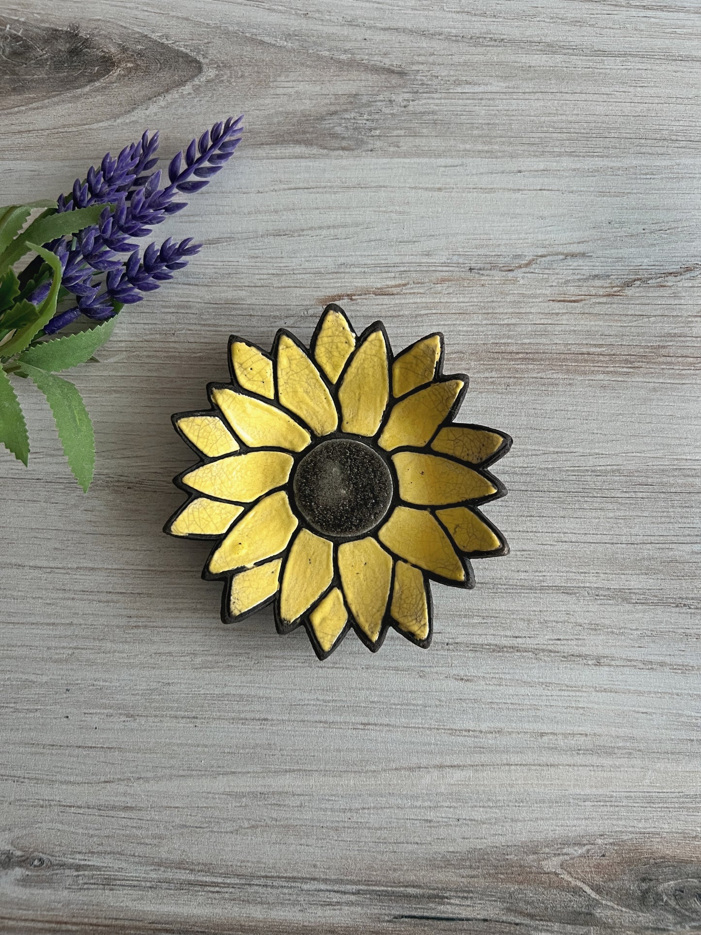 Raku Sunflower Ring Dish