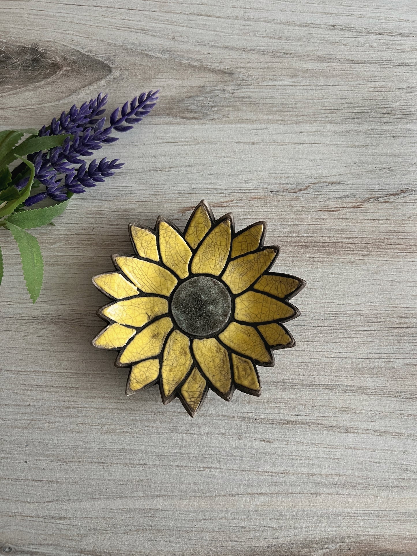 Raku Sunflower Ring Dish