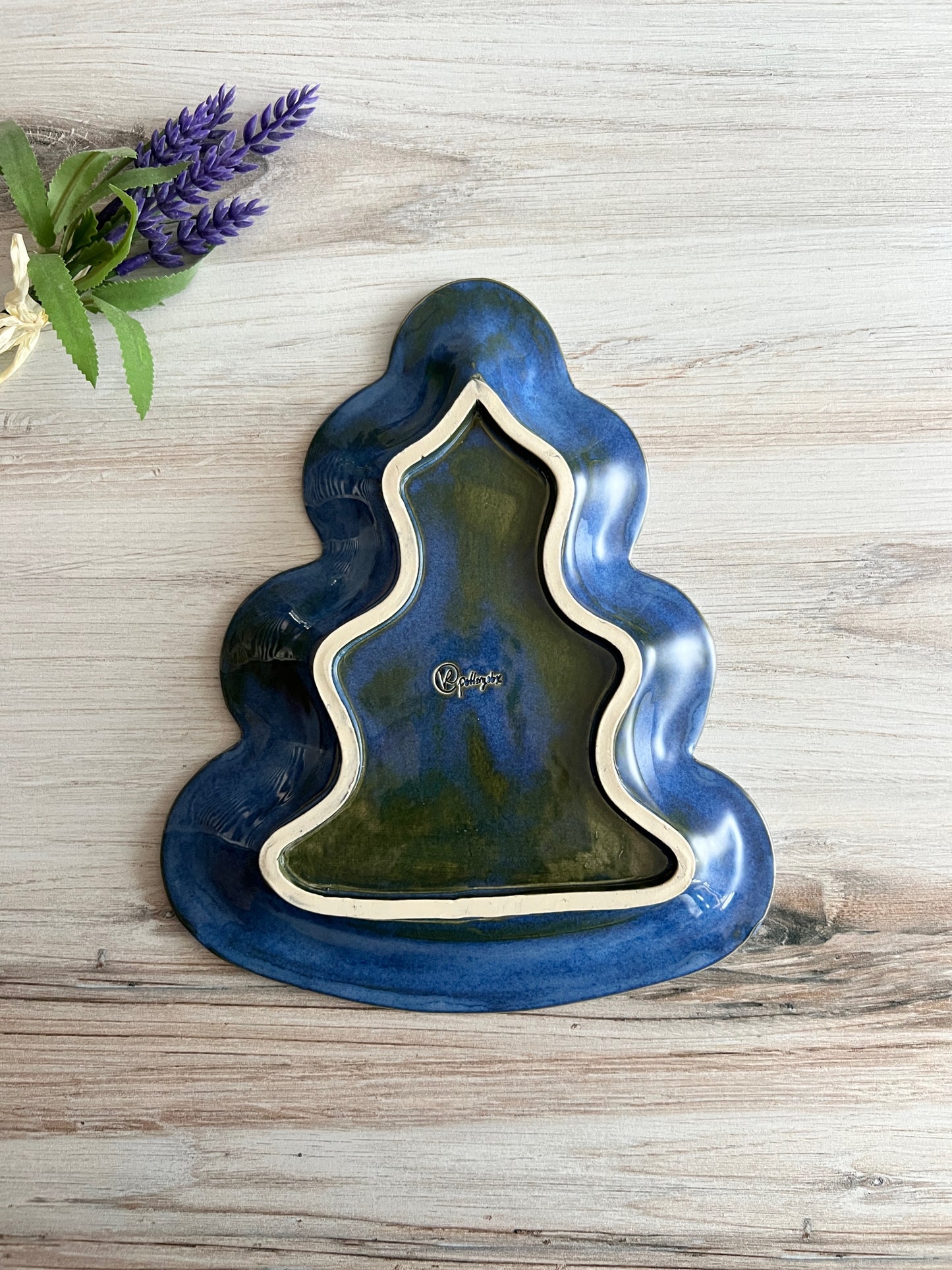 Blue Textured Tree Plate