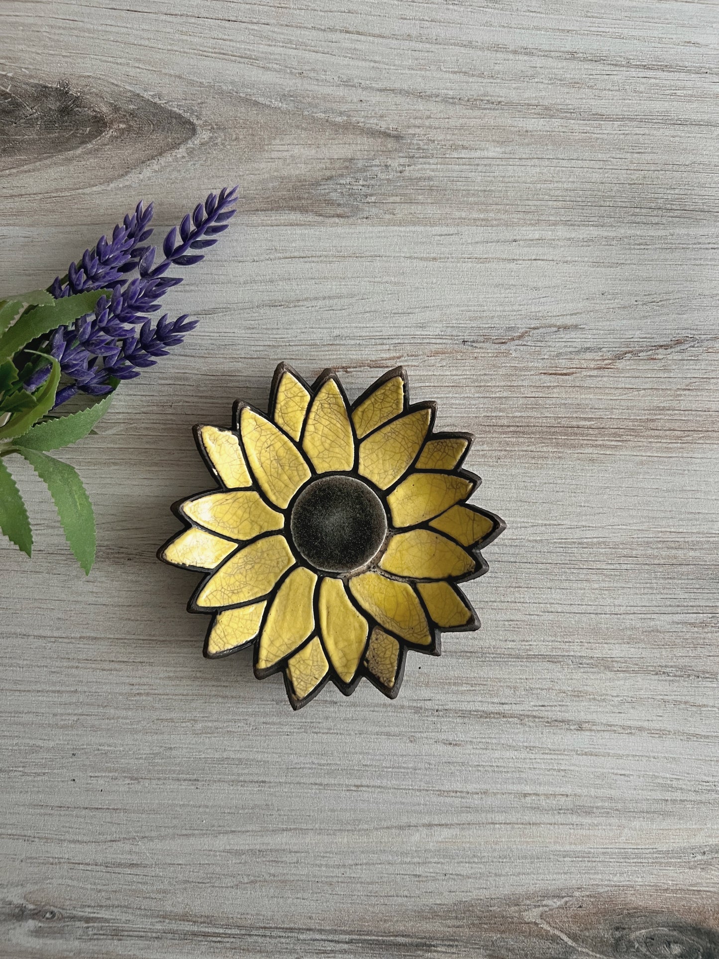 Raku Sunflower Ring Dish