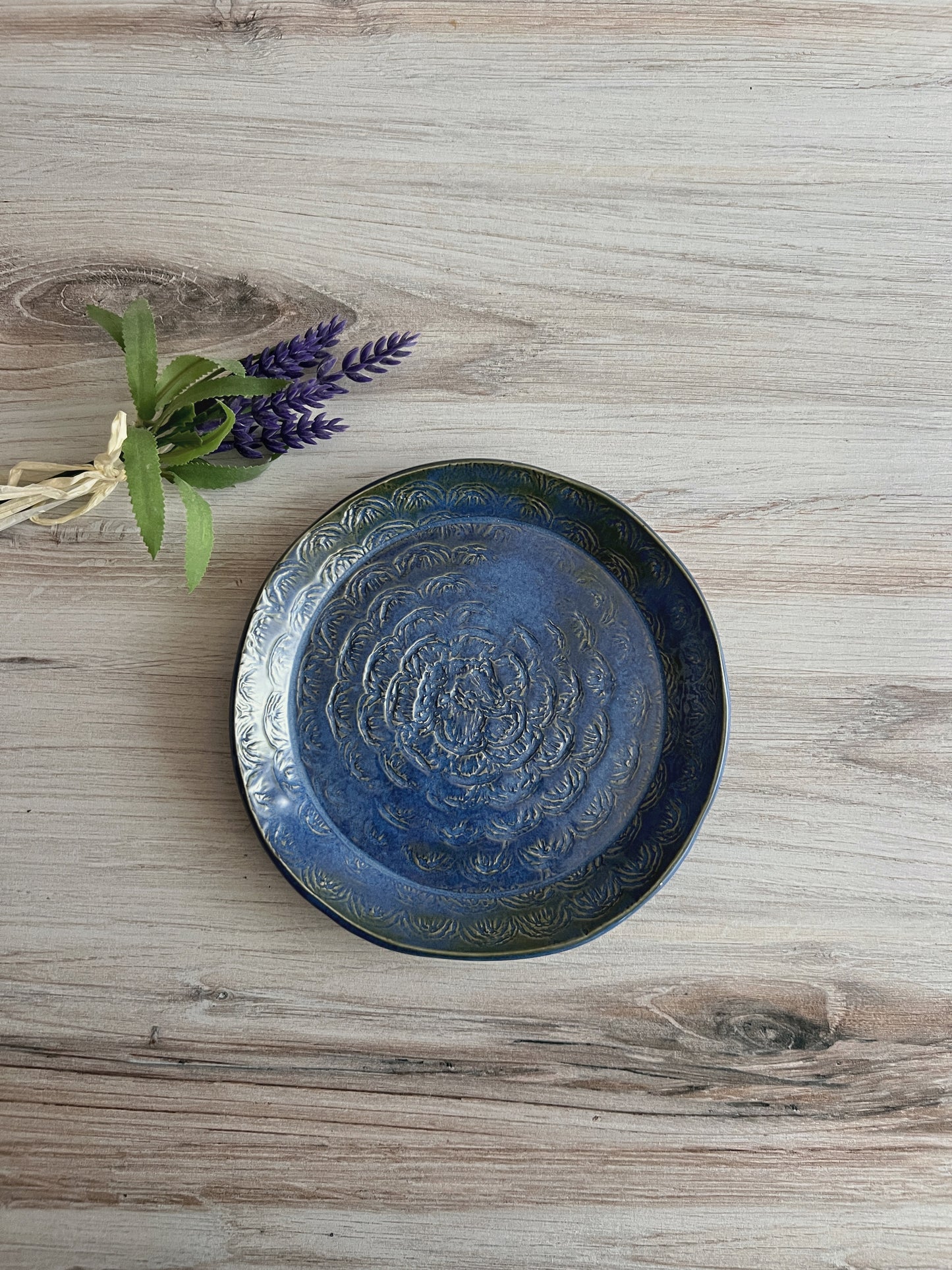 Blue Flower Texture Plate