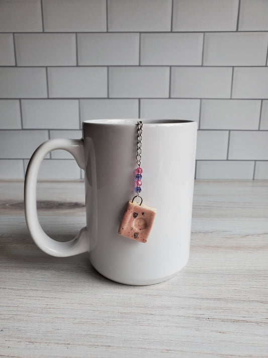 Tea Infuser- Book, Pink with Hearts